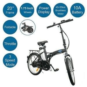 36V 20" Electric Bike City Foldable Ebike 10Ah Black With Throttle Budtrol 17