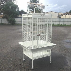 Quality Parrot Aviary Bird Cage Perch Budgie Play Top On Wheels 165cm White A11