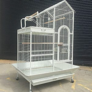 2 Storey White Parrot Aviary Bird Cage Perch Roof Cockatoo On Wheels 160cm A17