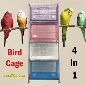 4 In 1 Metal Parrot Cockatiel Budgie Canary Breeding Bird Cage Aviary 192x65x41