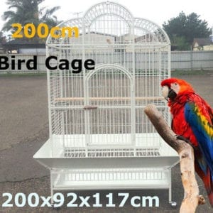 XXX-Large 200cm Quality white Macaw Parrot Aviary Bird Cage On Wheels A32