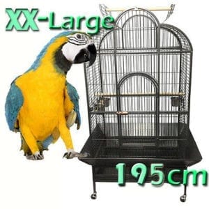 XX-Large 195cm Macaw Parrot Aviary Bird Cage Perch Open Roof On Wheels A24