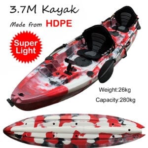 3.7M 2.5 Persons Super Light Weight 26KG Family Double 2+1 Fishing Kayak Red