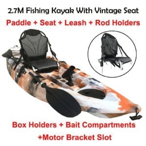 2.7M Fishing Kayak Single Vintage Seat Chair Armchair Paddle Orange Camo