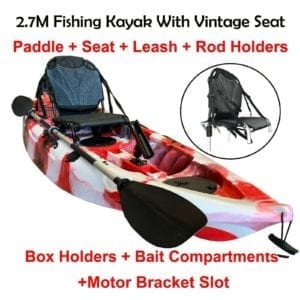2.7M Fishing Kayak Single Vintage Seat Chair Armchair Paddle Red Camo