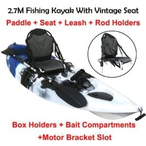 2.7M Fishing Kayak Single Vintage Seat Chair Armchair Paddle Blue Camo