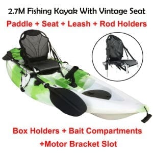 2.7M Fishing Kayak Single Vintage Seat Chair Armchair Paddle Lime Green Camo