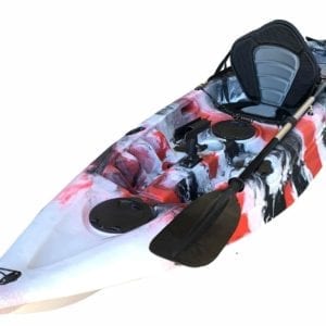 2.9M Fishing Kayak Single Sit-on 5 Rod Holders Seat Paddle Red Camo