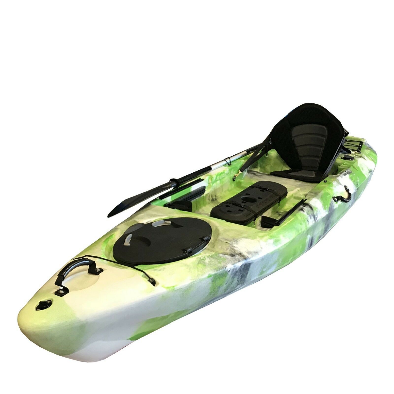 3.6M 23kg Light Weight Fishing Kayak Single 2 Rod Holders Seat Paddle Lime  Green