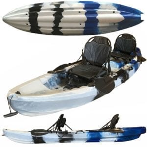 3.7M 2.5 Persons Family Double 2+1 Fishing Kayak Vintage Seat Blue Motor Stern