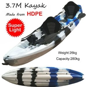 3.7M 2.5 Persons Super Light Weight 26KG Family Double 2+1 Fishing Kayak Blue