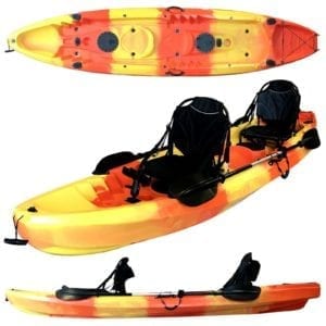3.7M 2.5 Persons Family Double 2+1 Fishing Kayak Vintage Seat Orange Motor Stern