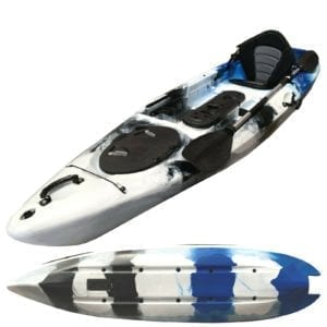 3.6M Pro Fishing Kayak Single 3 Rod Holders Seat Paddle Blue White Motor Stern