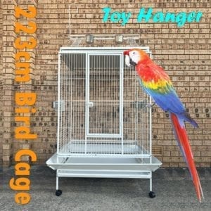 XX-Large 223cm White Macaw Parrot Aviary Bird Cage Perch With Gym On Wheels