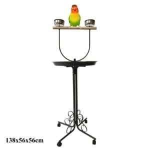 138cm Bird Stand Cage Parrot Playpen Gym Toy Play Perch with Wheels Cups