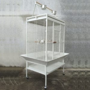 White 173cm Play Top Roof Parrot Aviary Bird Cage Perch Ladder On Wheels A19