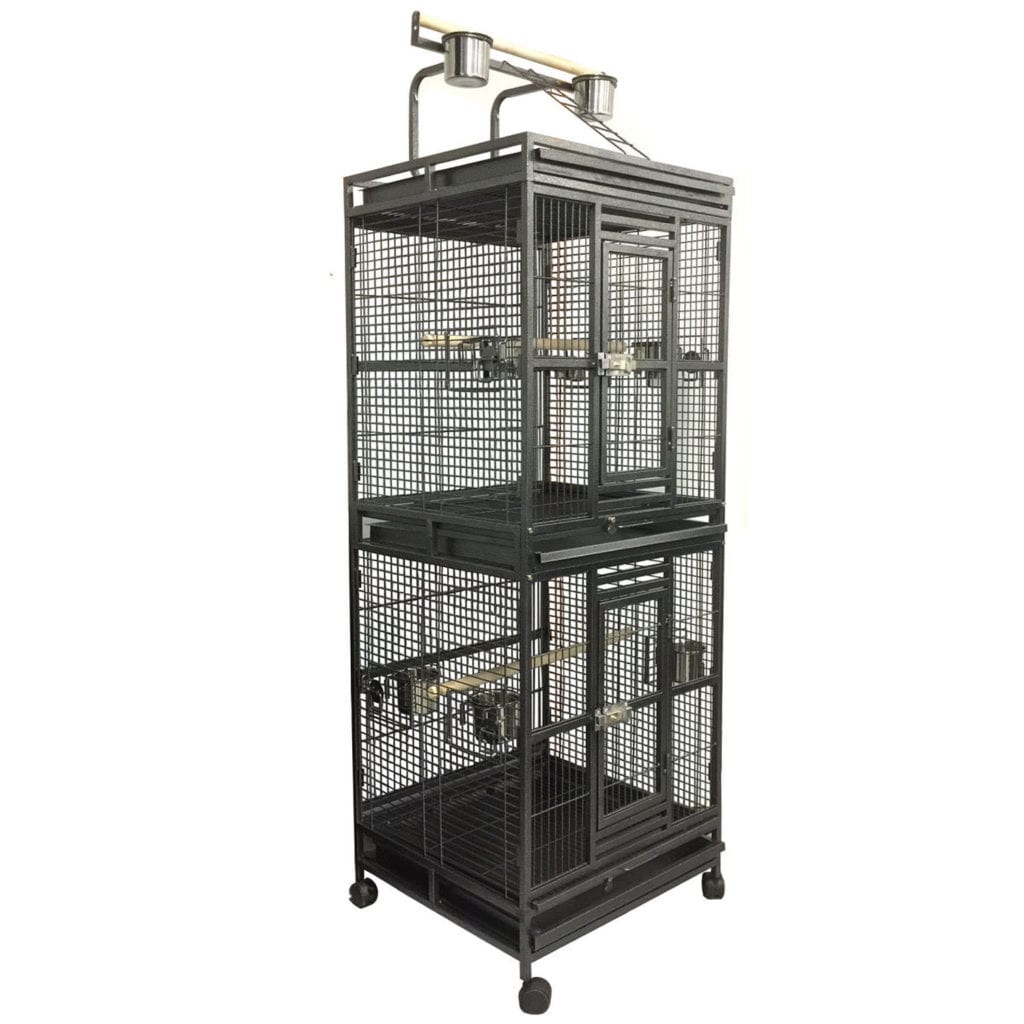 Image showcasing 190cm 2 In 1 Twin Double Parrot Aviary Bird Cage With Play Roof Top ...