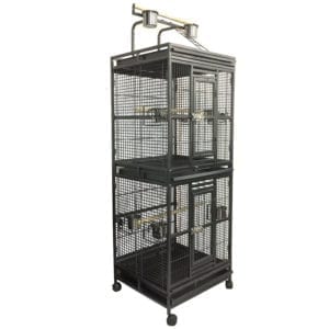 190cm 2 In 1 Twin Double Parrot Aviary Bird Cage With Play Roof Top Ladder