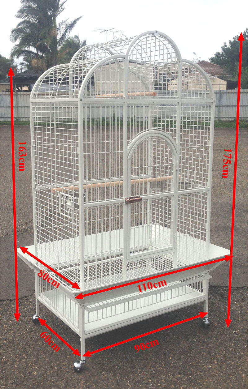 X-Large Parrot Aviary Bird Cage Perch Roof Budgie On Wheels 183cm White