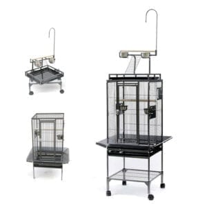 193cm Parrot Aviary Bird Cage Perch Budgie Play Top On Wheels Removable Stand
