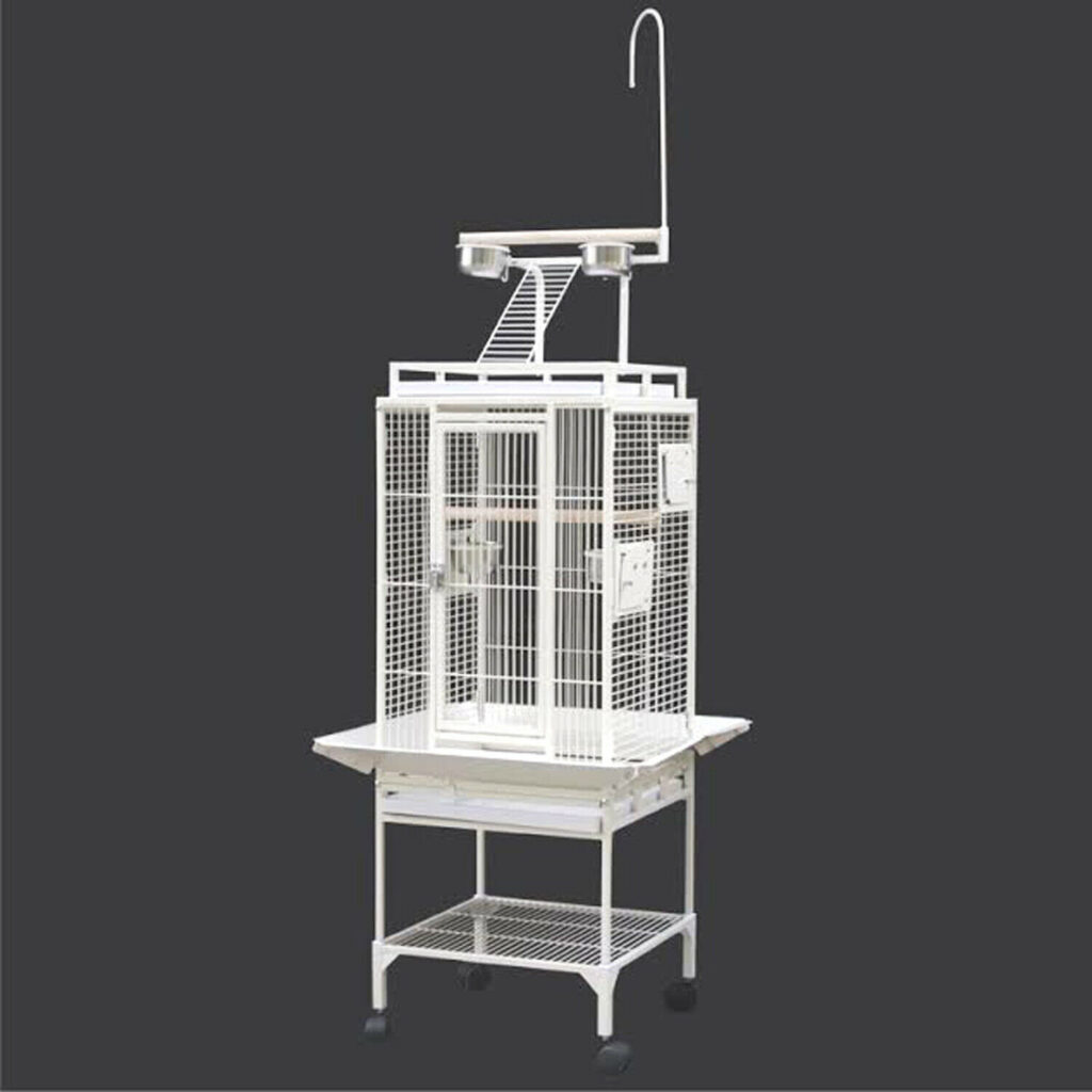 Image showcasing 193cm Pearl White Parrot Bird Cage Perch Budgie Removable Stand And ...