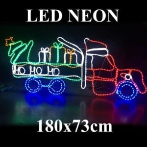 Animated 180cm LED Neon Santa Drive Truck Gift Christmas Motif Rope Lights 36V