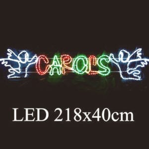 218cm Width 2 Angels Holding Carols LED Motif Rope Christmas Lights Controller