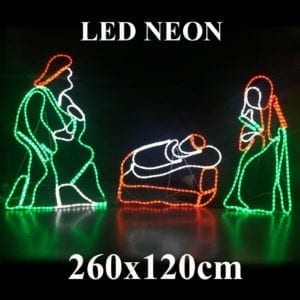Animated 260cm LED Neon Jesus's Birth Nativity Christmas Motif Rope Lights 36V