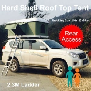 Hard White Shell Aerodynamic Roof Top Tent Camping Rooftop Rear Access 1.2x2.1M