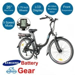 36V Aluminium 26" Electric Bike City Ebike E-bike Samsung 10.4Ah Shimano Black47