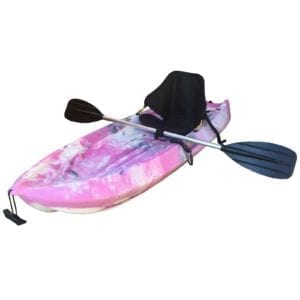 1.8M Kids Kayak Single Sit-on Touring Backrest Seat Alloy Paddle Leash Pink Camo
