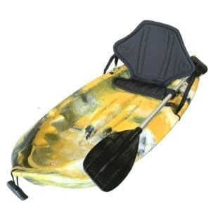 1.8M Kids Kayak Single Sit-on Touring With Backrest Seat Paddle Leash Yellow Cam