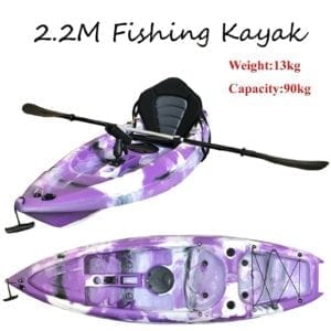 2.2M Kids Teens Junior Fishing Kayak Single Rod Holder Seat Paddle Purple Camo