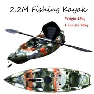 2.2M Kids Teens Junior Fishing Kayak Single Rod Holder Seat Paddle Jungle Camo