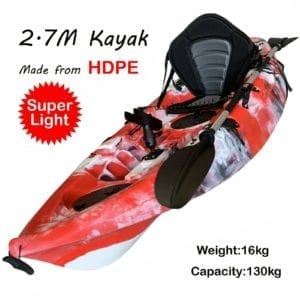 Super Light Weight 16KG 2.7M Fishing Kayak Single Sit-on Seat Paddle Red Camo