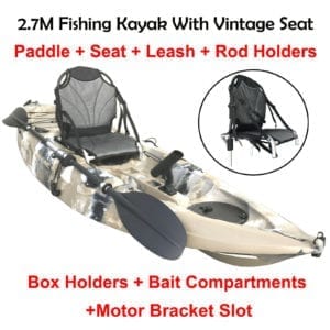 2.7M Fishing Kayak Single Vintage Seat Chair Armchair Paddle Beige Camo