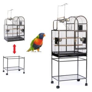 154cm 2 Storey Parrot Aviary Bird Cage Perch Gym Cockatoo Stand Toy Hanger