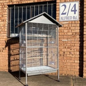 178cm Large Pet Bird Cage Budgie Aviary Metal Weatherproof On Wheels Silver White