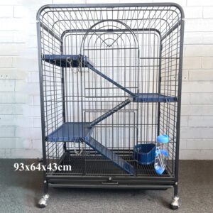 93cm 4 Level Ferret Cat Cage Metal Rabbit Guinea Pig Cage Hutch 93x64x43cm Black