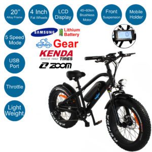 36V Alloy 20" BMX Electric Beach Mountain Cruiser Bike Ebike 11.6Ah Shimano Black Throttle02
