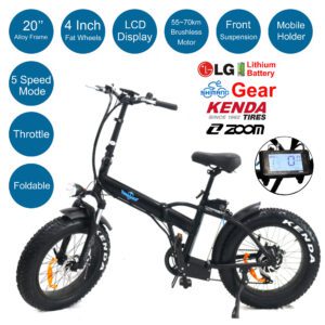 20" Alloy Foldable Electric Mountain Bike Ebike 12.8Ah Black Throttle Budtrol