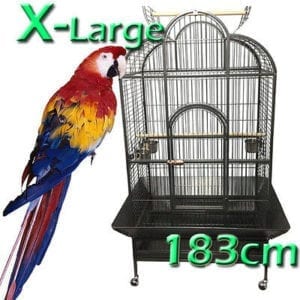 X-Large Parrot Aviary Bird Cage Perch Roof Budgie On Wheels 183cm A23