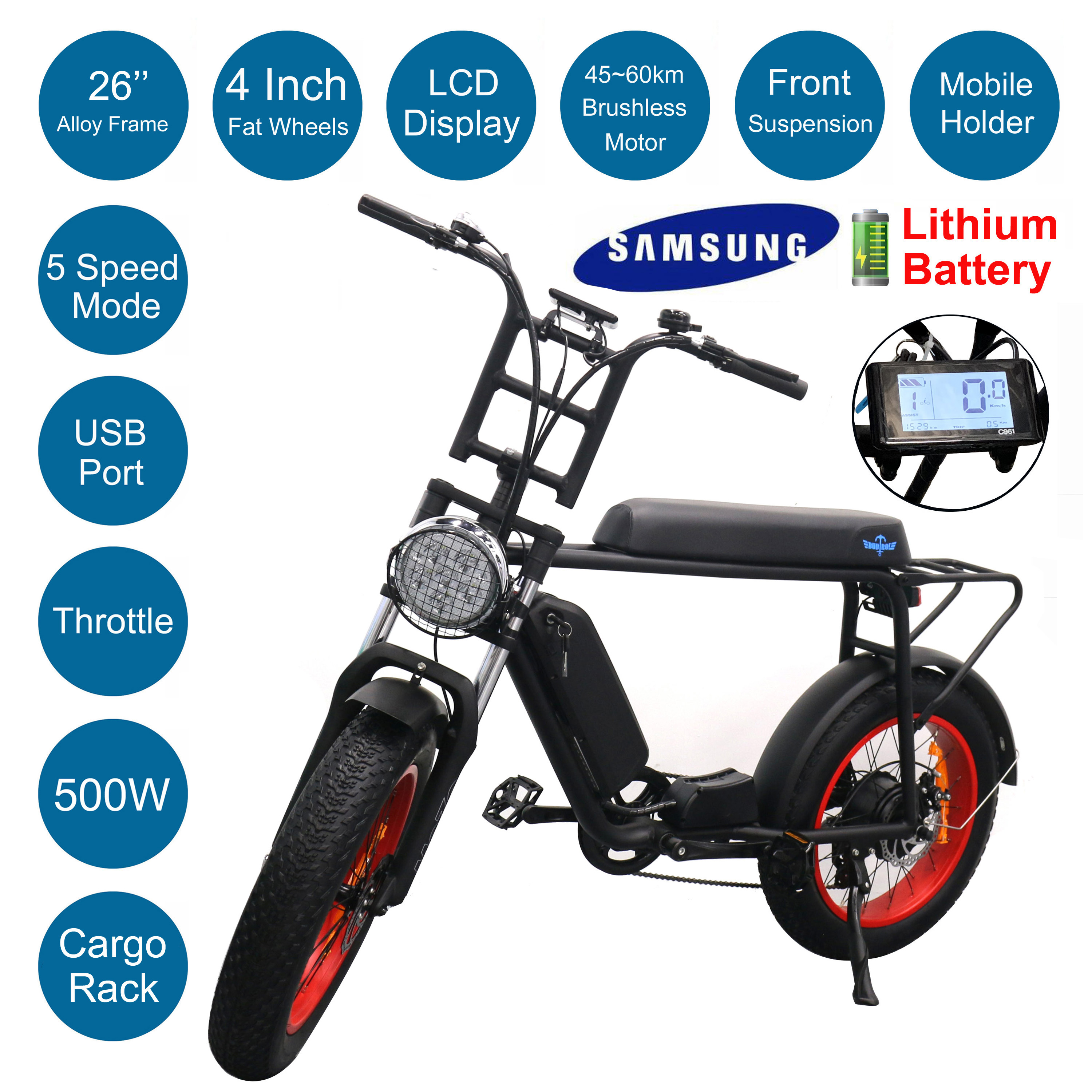 Lightweight and Aluminum Electric Bicycle Reach 18.6 mph 264 lbs Max Load OUTAD Folding E-Bike with 36V 6AH Lithium-Ion Battery 12 inch Wheels and 250W Hub Motor 