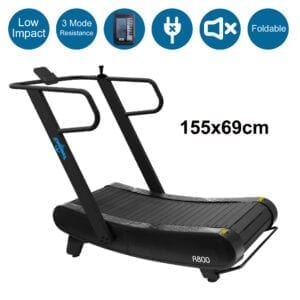 Manual Foldable Treadmill Curved Belt Motorless Powerless Non Motorised 155x69cm