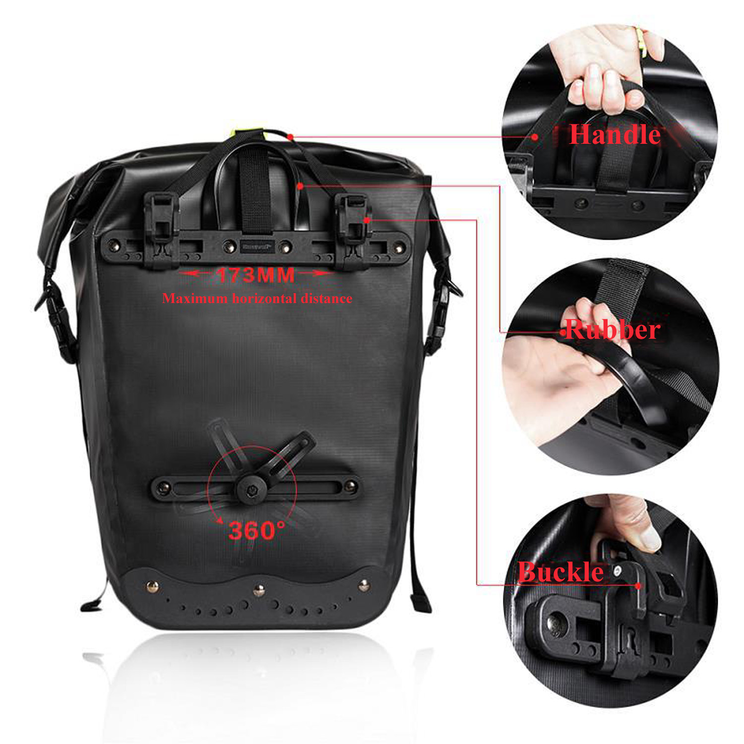 Rhinowalk 25L Cycling Bicycle Rear Storage Trunk Bag Bike Pannier Rack ...