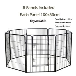 Pet Dog Playpen Enclosure 8 100x80cm Panel Puppy Cage Fence Metal Play Pen