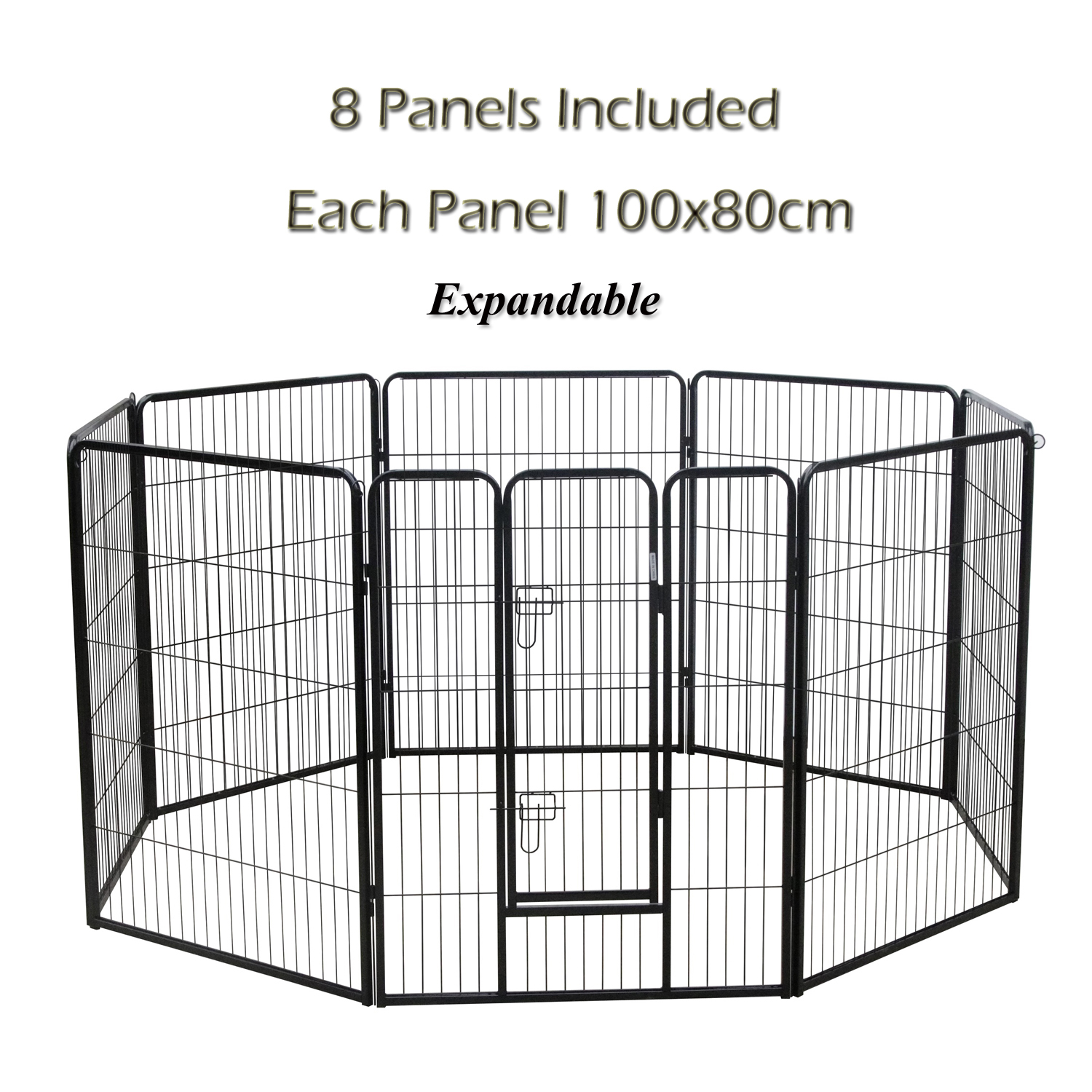 Pet Dog Playpen Enclosure 8 100x80cm Panel Puppy Cage Fence Metal Play Pen  | Budtrol